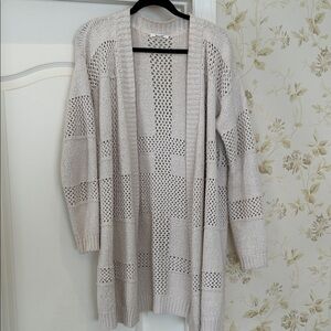 Splendid Cream Open-Knit Long Cardigan size XS